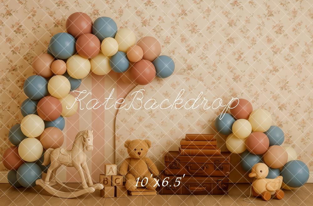 Kate Cake Smash Teddy Bear Balloon Backdrop Designed by Patty Robert