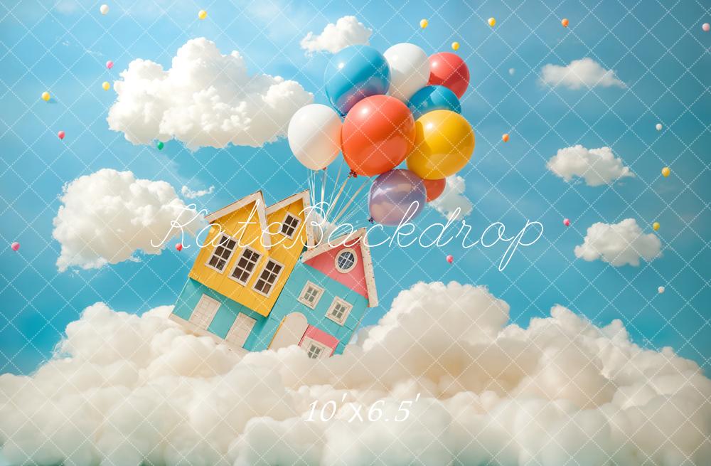 Kate Travel Fantasy Flying House Balloon Backdrop Designed by Chain Photography -UK