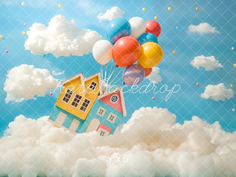 Kate Travel Fantasy Flying House Balloon Backdrop Designed by Chain Photography -UK