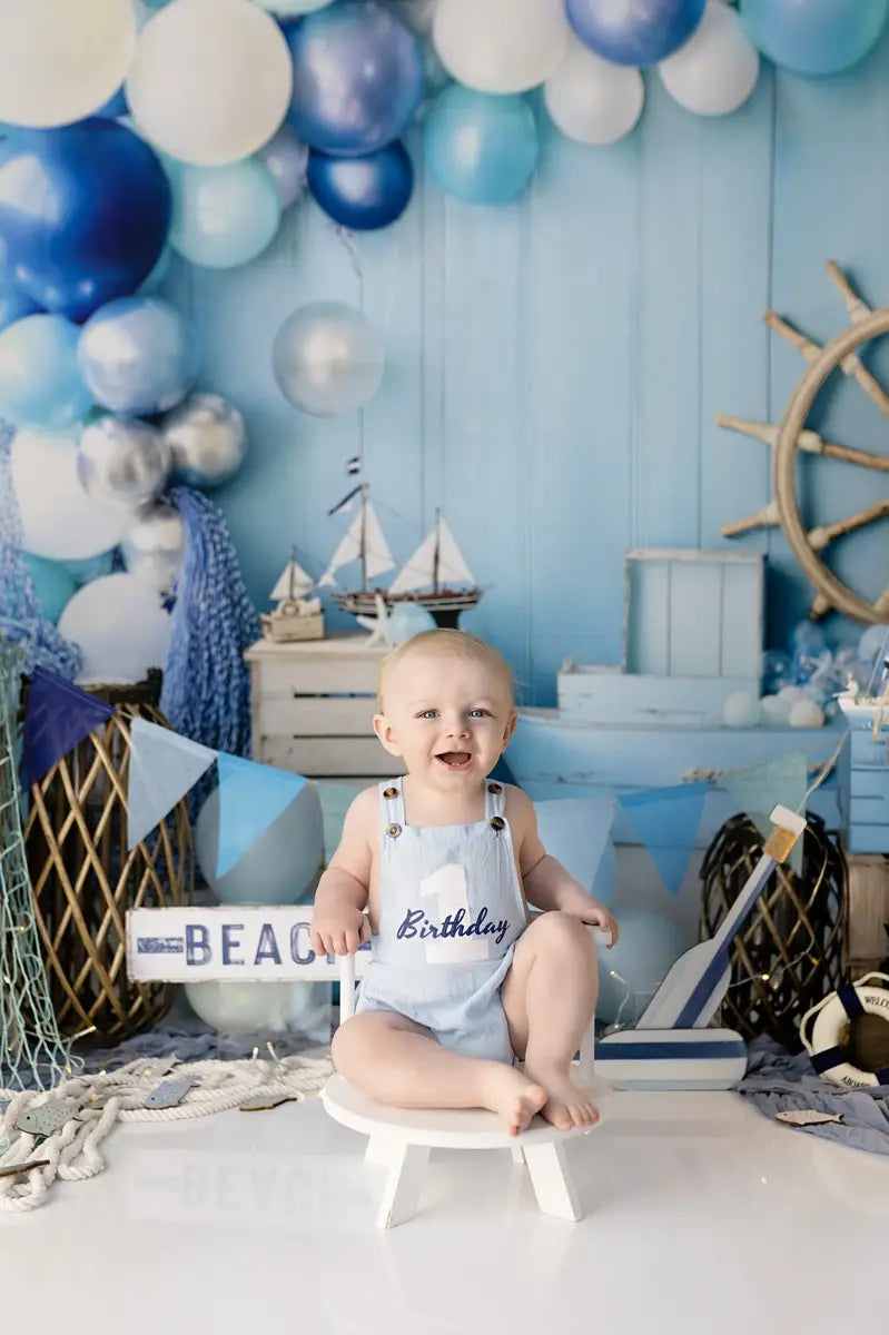 On Sale Kate Cake Smash Nautical Balloons Sailboat Blue Backdrop Designed by Emetselch -UK