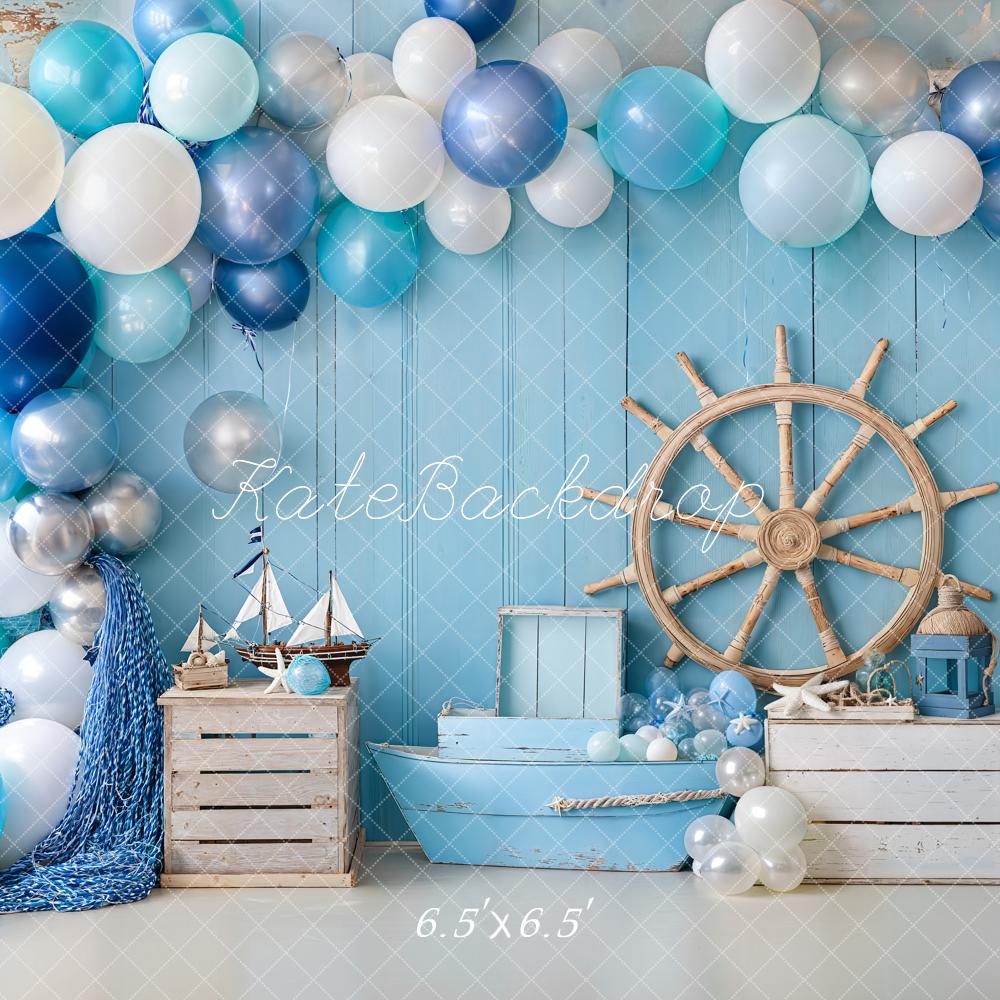 On Sale Kate Cake Smash Nautical Balloons Sailboat Blue Backdrop Designed by Emetselch -UK