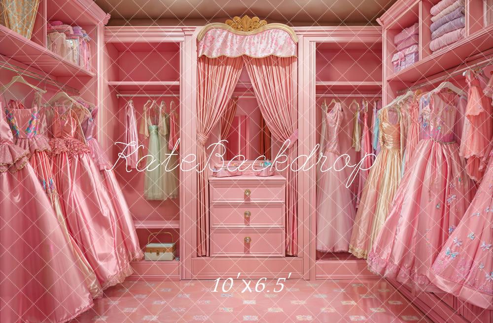 Lightning Deals Kate Fashion Doll Pink Closet Dress Backdrop Designed by Emetselch -UK