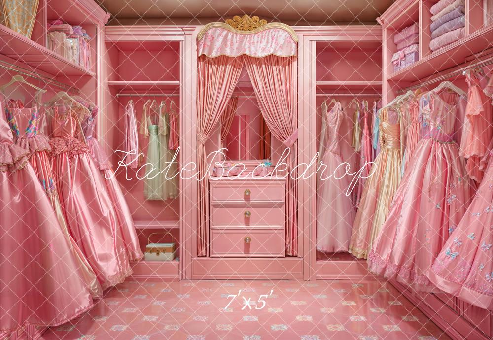 Lightning Deals Kate Fashion Doll Pink Closet Dress Backdrop Designed by Emetselch -UK