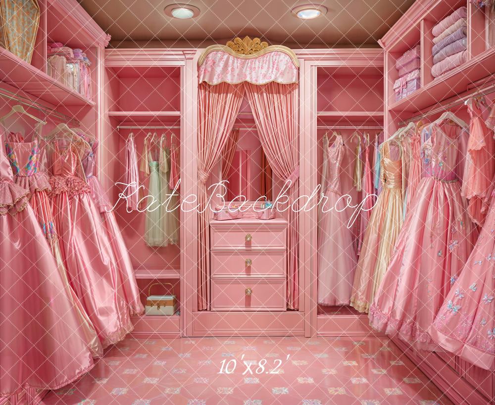 Lightning Deals Kate Fashion Doll Pink Closet Dress Backdrop Designed by Emetselch -UK