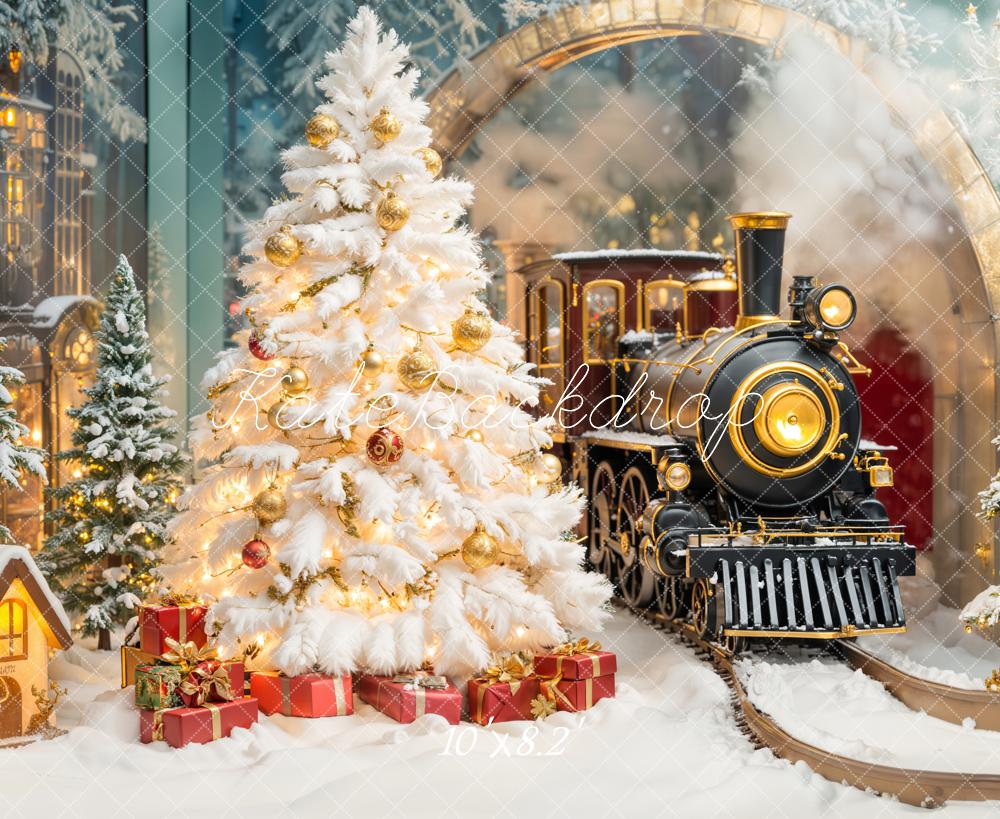 Kate Christmas Tree Polar Train Arch Gifts Backdrop Designed by Emetselch -UK