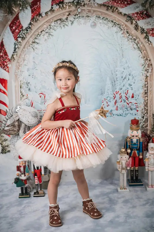 Kate Christmas Candy Cane Arch Backdrop Designed by Emetselch