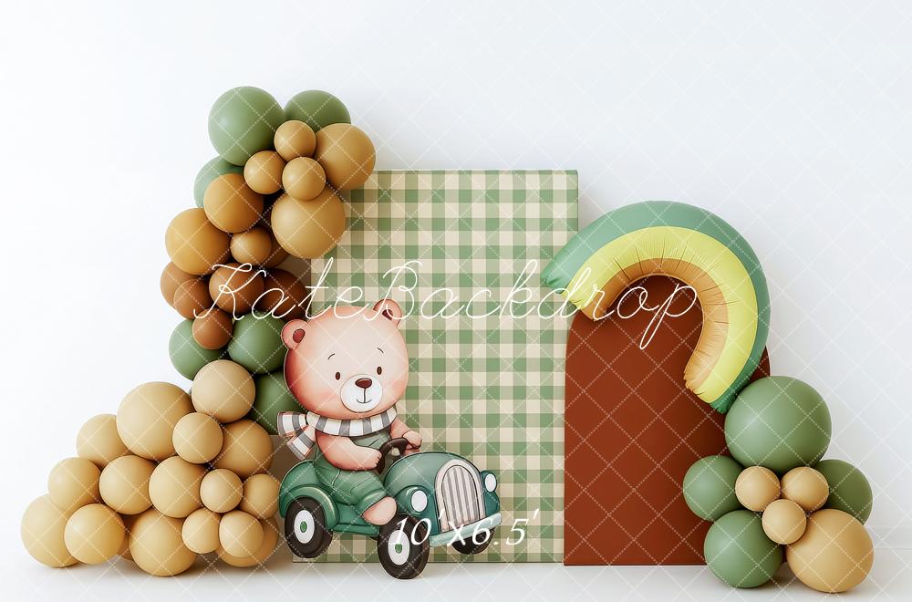 Kate Cake Smash Avocado Bear Balloon Arch Backdrop Designed by Patty Robert