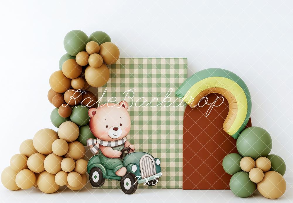 Kate Cake Smash Avocado Bear Balloon Arch Backdrop Designed by Patty Robert
