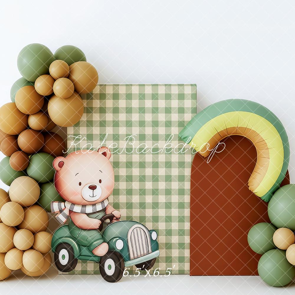 Kate Cake Smash Avocado Bear Balloon Arch Backdrop Designed by Patty Robert
