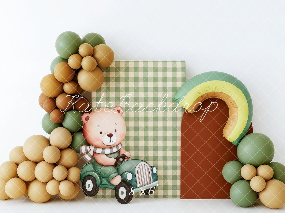 Kate Cake Smash Avocado Bear Balloon Arch Backdrop Designed by Patty Robert
