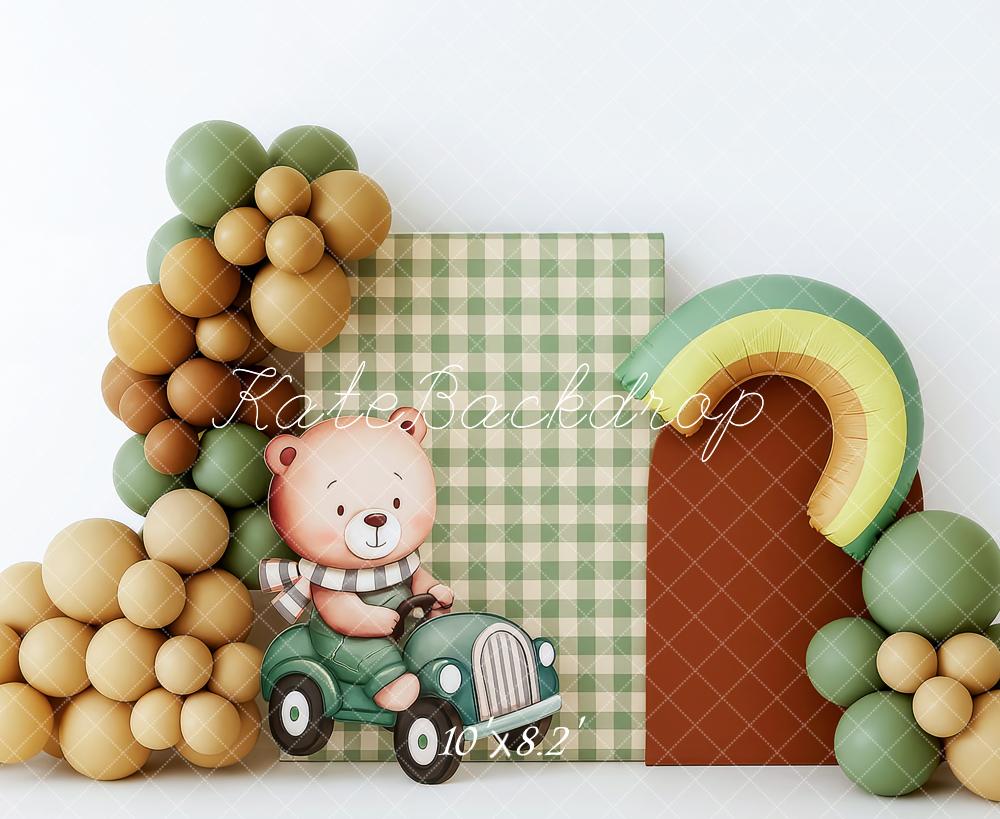 Kate Cake Smash Avocado Bear Balloon Arch Backdrop Designed by Patty Robert