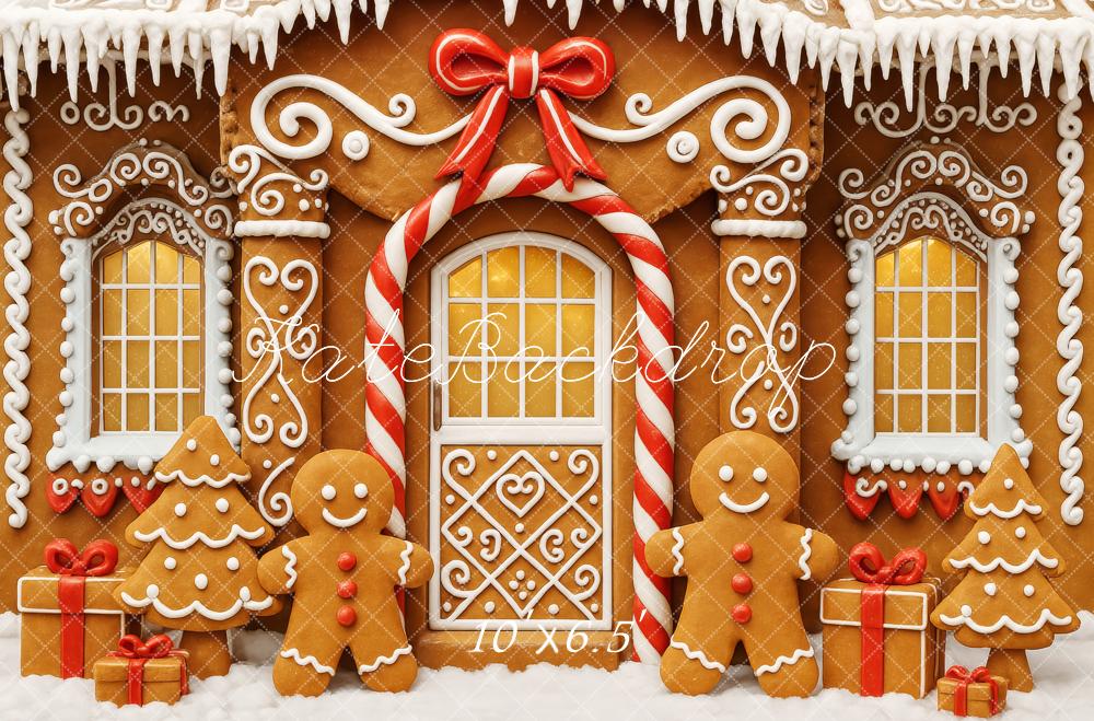 Kate Christmas Gingerbread House Bow Backdrop Designed by Patty Robert -UK