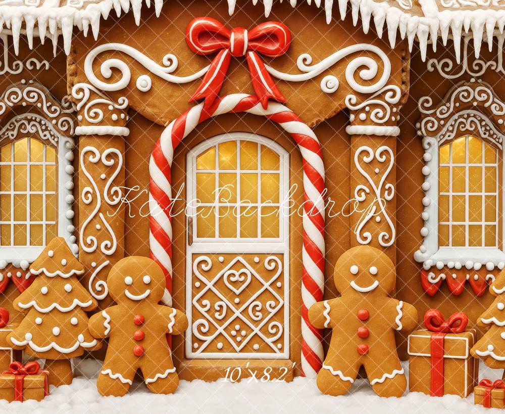 Kate Christmas Gingerbread House Bow Backdrop Designed by Patty Robert -UK