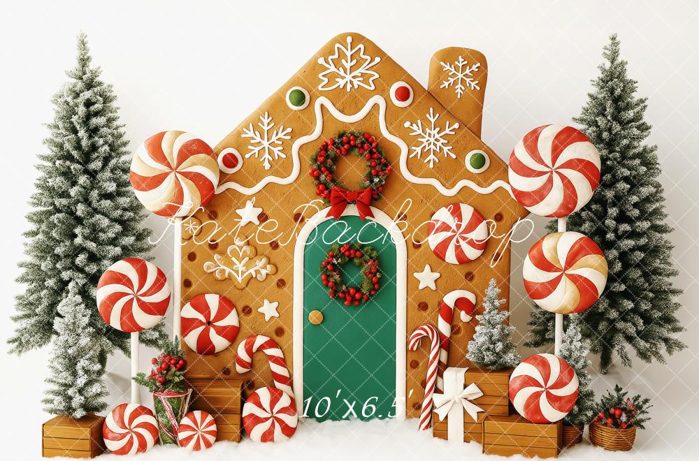 Kate Christmas Tree Gingerbread House Candy Backdrop Designed by Patty Robert