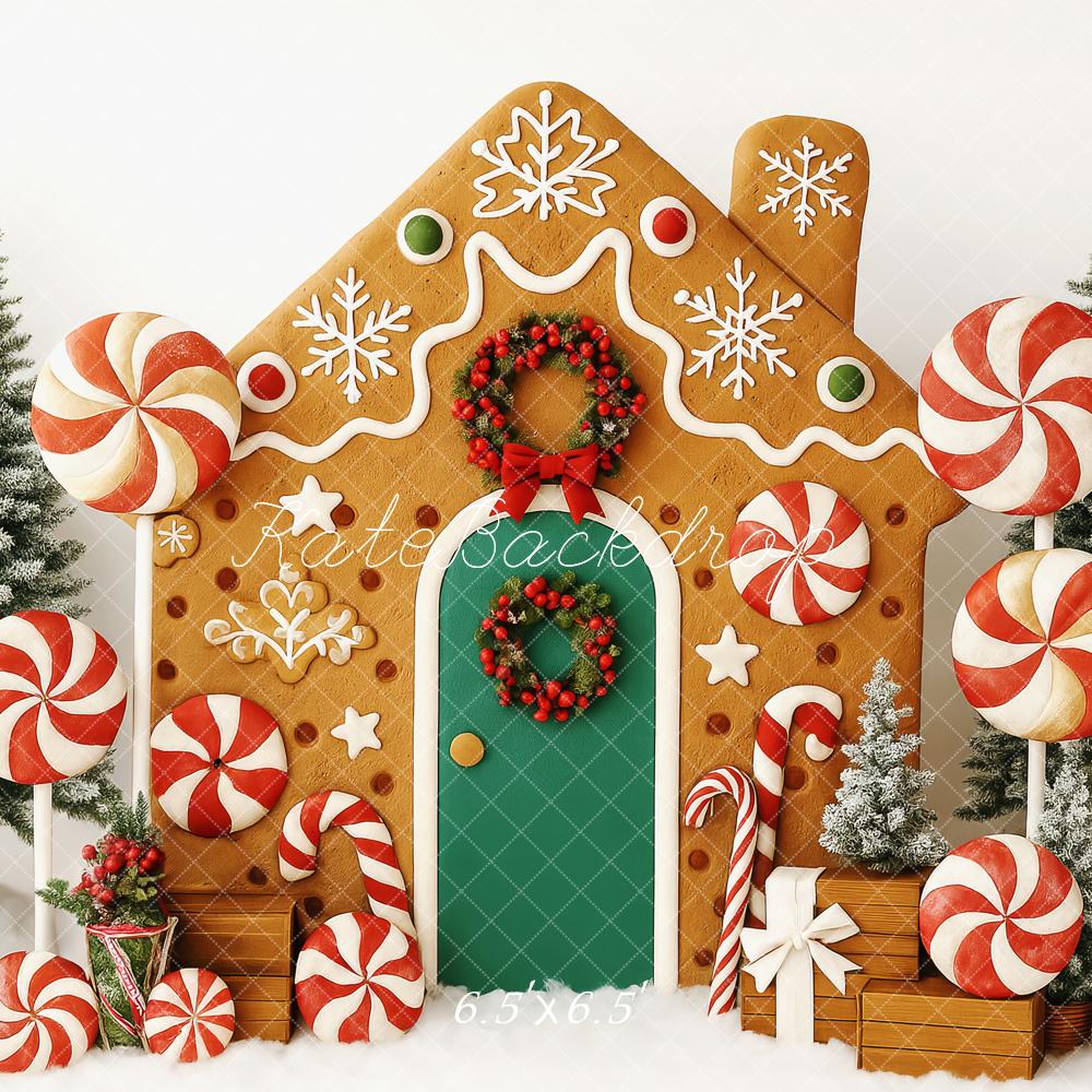 Kate Christmas Tree Gingerbread House Candy Backdrop Designed by Patty Robert