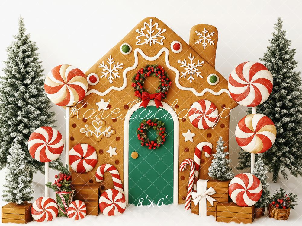 Kate Christmas Tree Gingerbread House Candy Backdrop Designed by Patty Robert