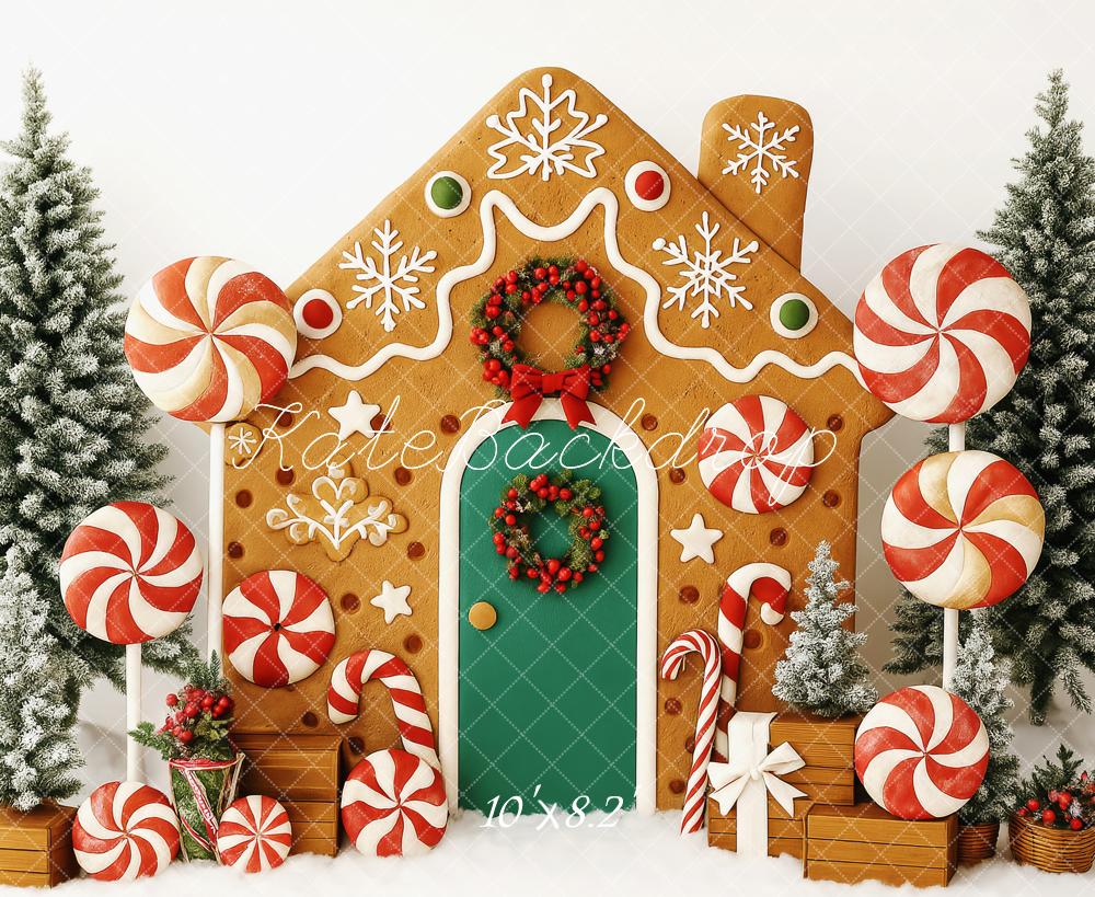Kate Christmas Tree Gingerbread House Candy Backdrop Designed by Patty Robert