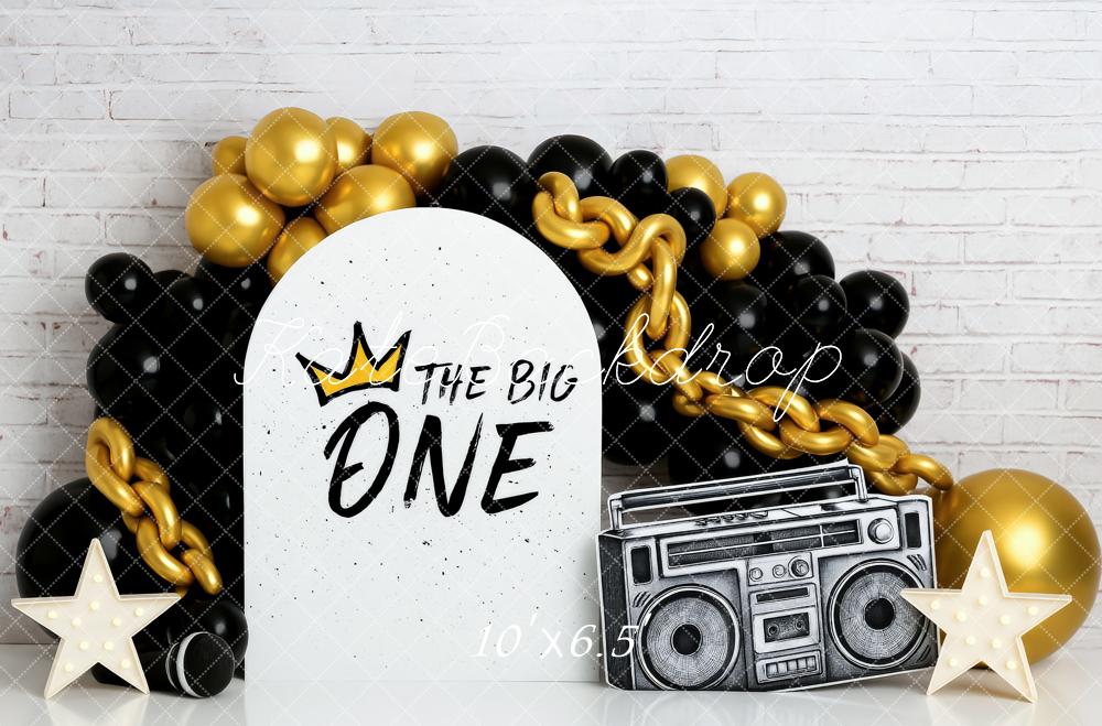 Kate 1st Birthday Retro Hip-Hop Gold Black Backdrop Designed by Patty Robert -UK