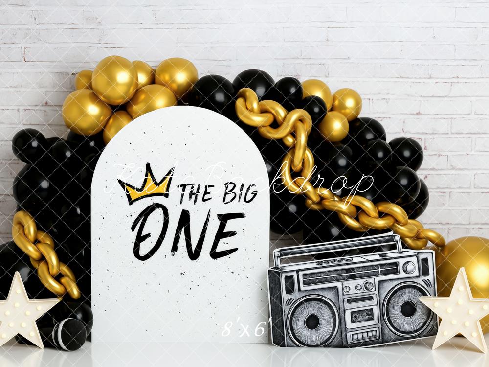 Kate 1st Birthday Retro Hip-Hop Gold Black Backdrop Designed by Patty Robert -UK