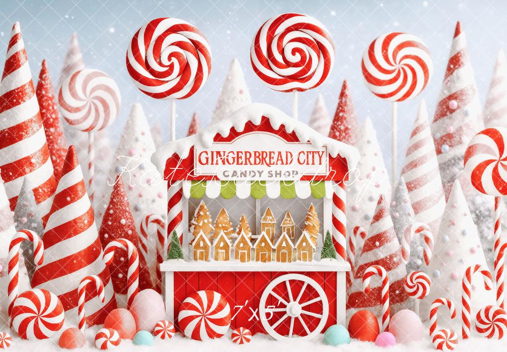 Lightning Deals Kate Christmas Candy Cane Stand Gingerbread Backdrop Designed by Patty Robert -UK