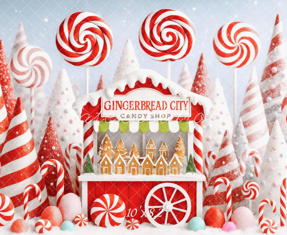 Lightning Deals Kate Christmas Candy Cane Stand Gingerbread Backdrop Designed by Patty Robert -UK