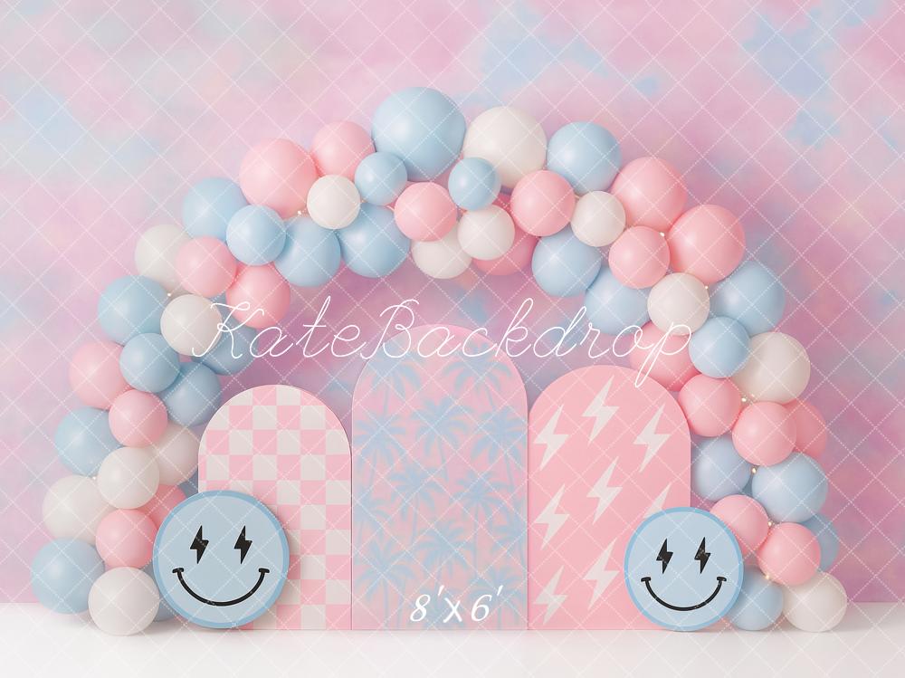 Kate Birthday Smiley Face Balloon Arch Backdrop Designed by Ashley Paul
