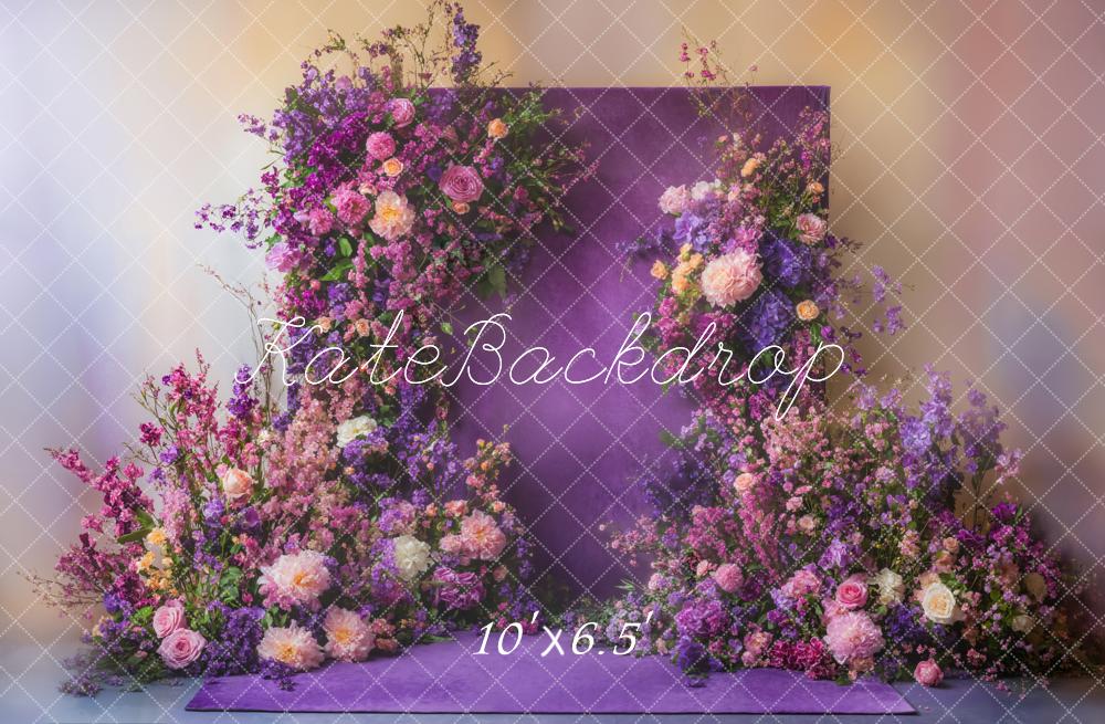 Kate Romantic Flower Purple Backdrop Designed by Emetselch