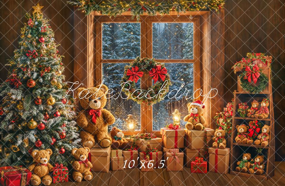 Kate Christmas Window Tree Bear Backdrop Designed by Emetselch -UK