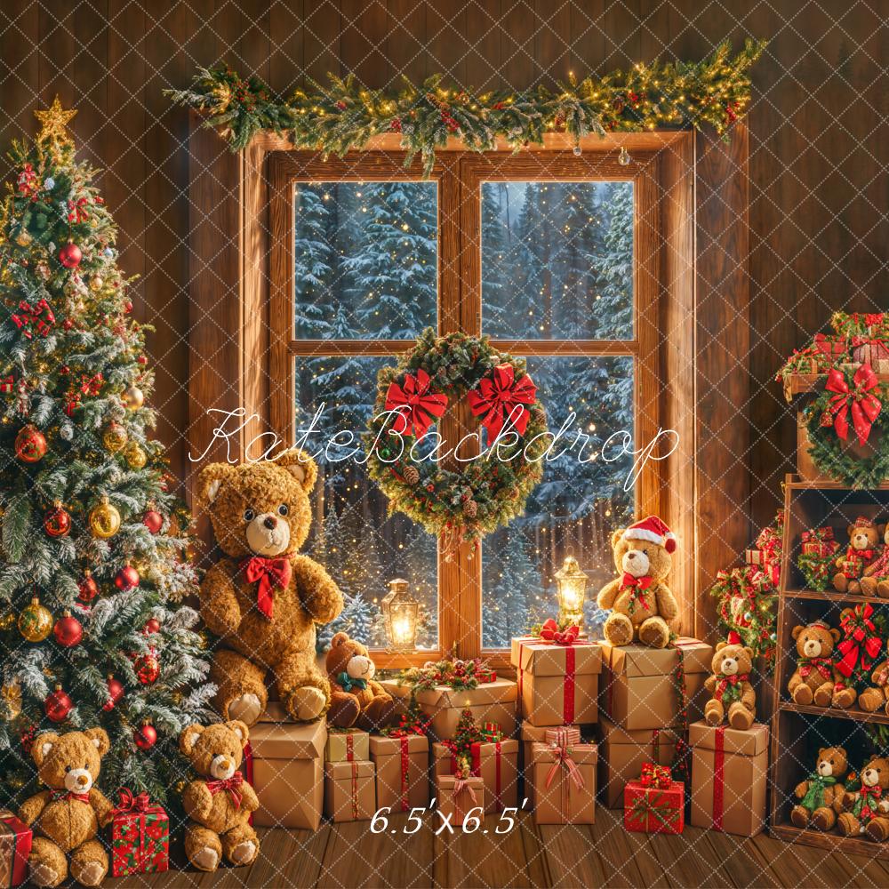 Kate Christmas Window Tree Bear Backdrop Designed by Emetselch -UK