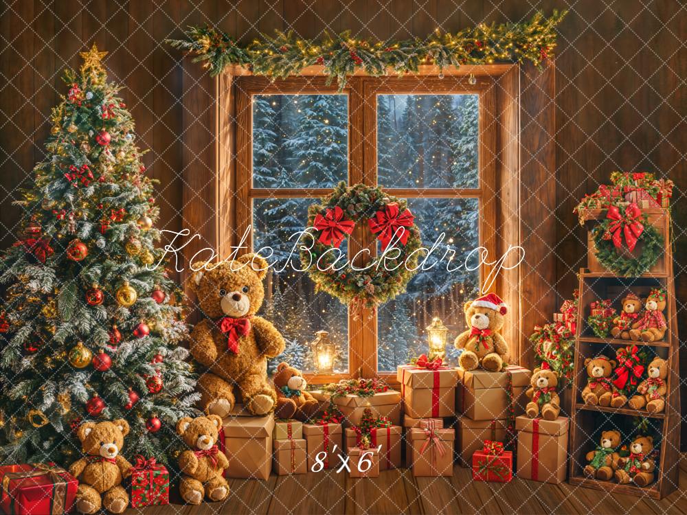 Kate Christmas Window Tree Bear Backdrop Designed by Emetselch -UK