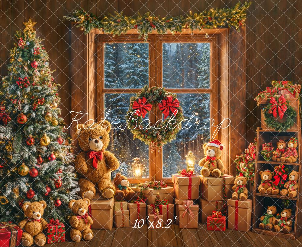 Kate Christmas Window Tree Bear Backdrop Designed by Emetselch -UK