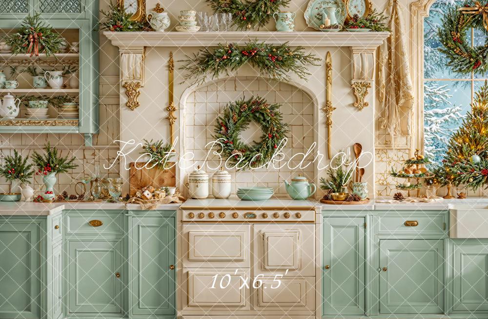 Kate White Christmas Kitchen Cupboard Backdrop Designed by Emetselch -UK