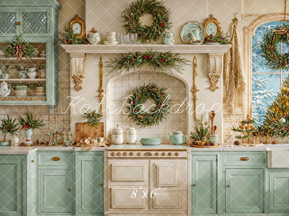 Kate White Christmas Kitchen Cupboard Backdrop Designed by Emetselch -UK
