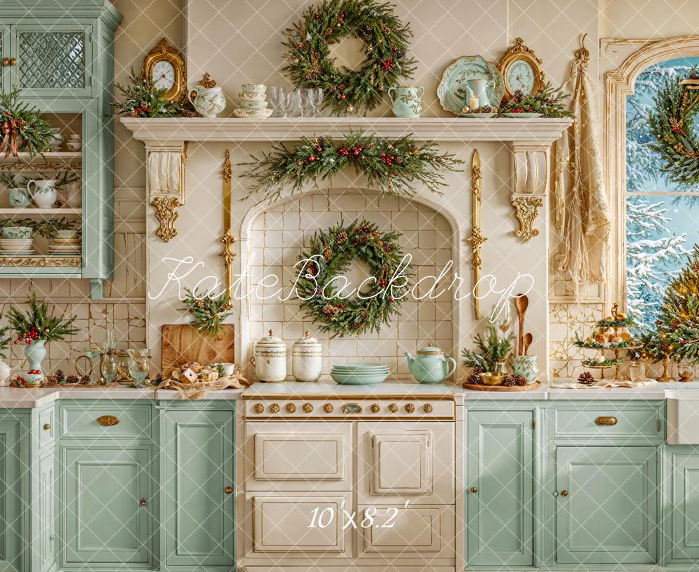 Kate White Christmas Kitchen Cupboard Backdrop Designed by Emetselch -UK