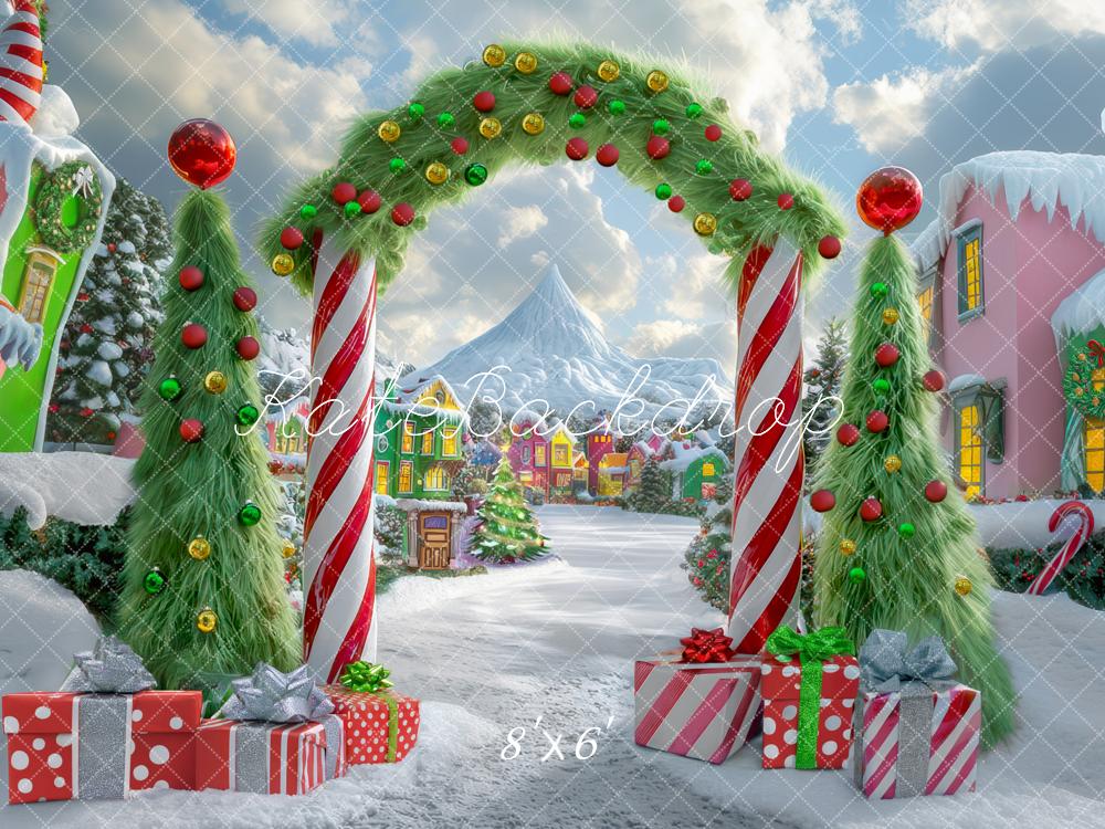 Kate Christmas Tree Candyland Arch Village Backdrop Designed by Mini MakeBelieve