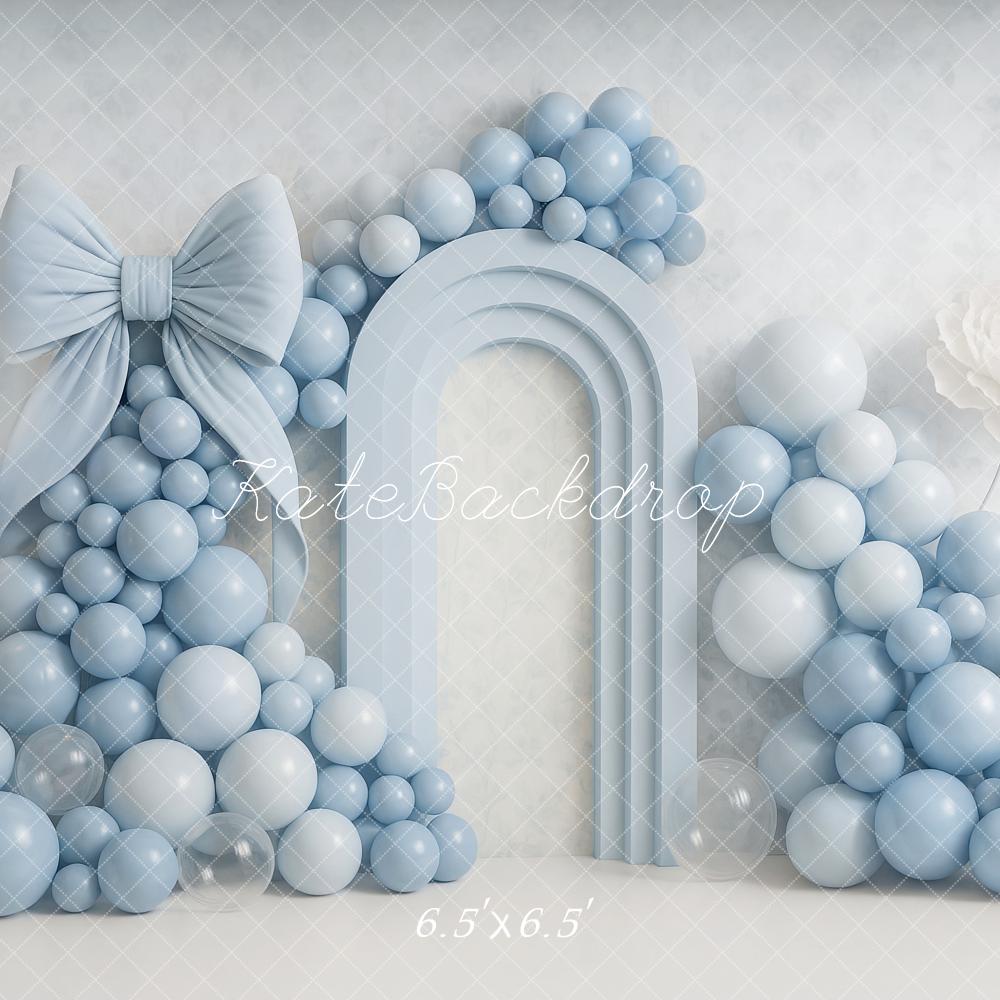 Lightning Deals Kate Cake Smash Blue Balloon Arch Bow Backdrop Designed by Ashley Paul -UK
