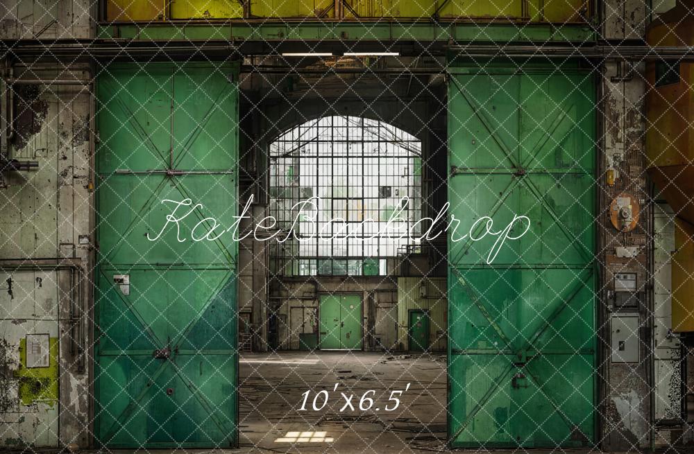 Kate Industrial Vintage Green Warehouse Backdrop Designed by Emetselch -UK