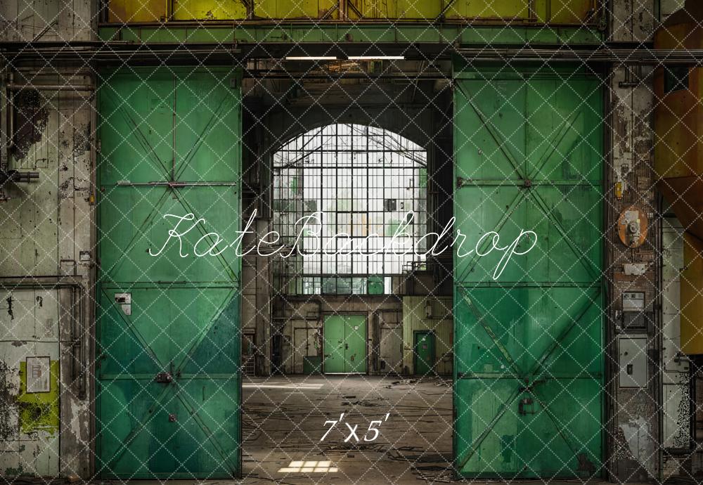 Kate Industrial Vintage Green Warehouse Backdrop Designed by Emetselch -UK