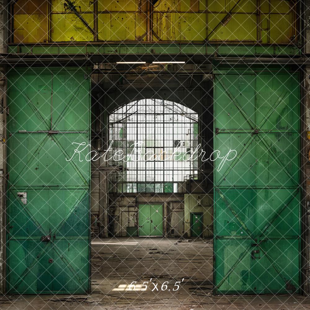 Kate Industrial Vintage Green Warehouse Backdrop Designed by Emetselch -UK