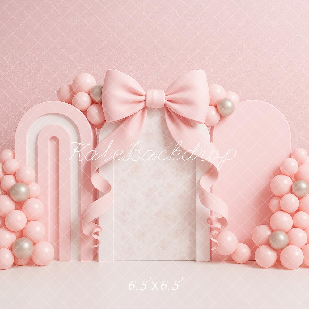 Lightning Deals Kate Cake Smash Bow Pink Balloon Arch Backdrop Designed by Ashley Paul -UK