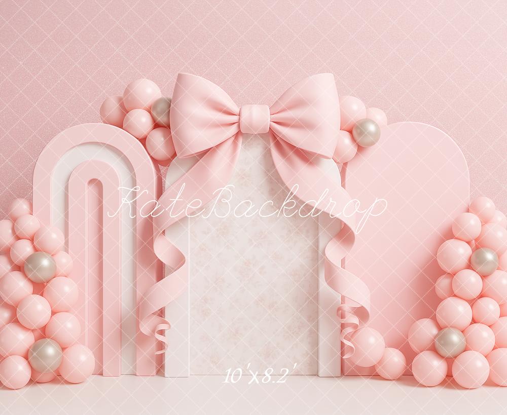 Lightning Deals Kate Cake Smash Bow Pink Balloon Arch Backdrop Designed by Ashley Paul -UK
