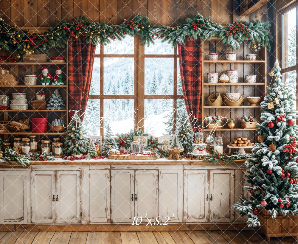 Kate Rustic Christmas Kitchen Backdrop Designed by Emetselch -UK
