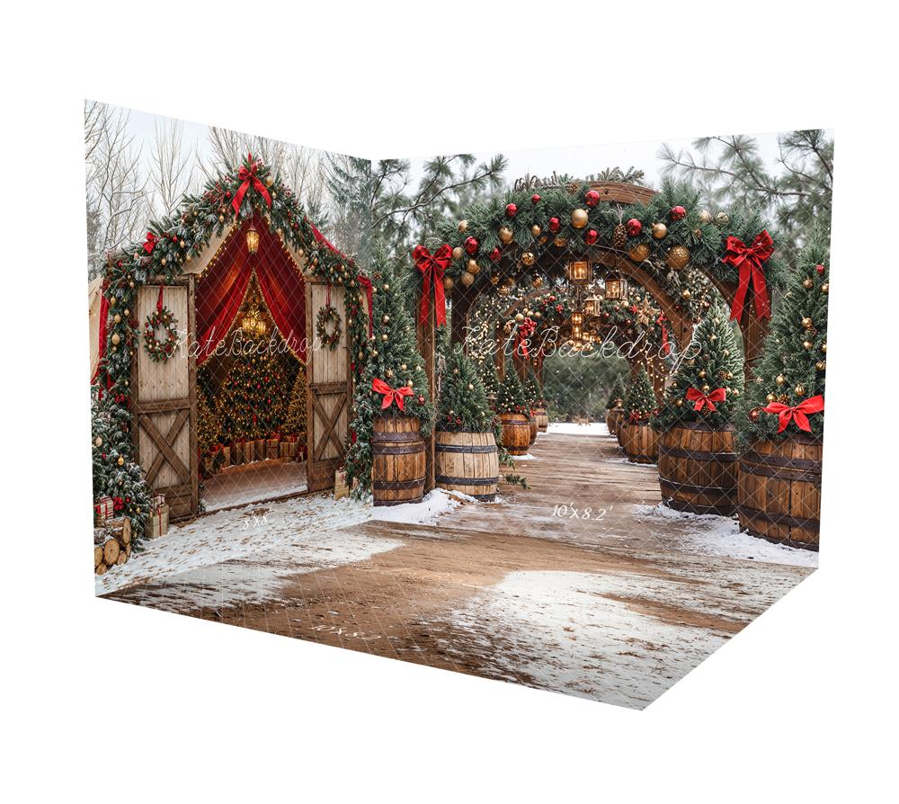 Kate Christmas Arch Garland Wooden Barrels Room Set -UK