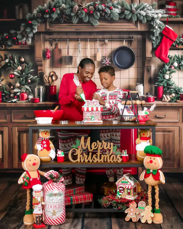 Kate Christmas Kitchen Cabinet Garland Backdrop Designed by Emetselch