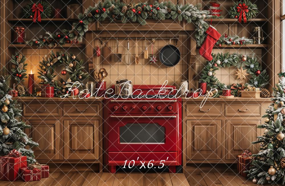 Kate Christmas Kitchen Cabinet Garland Backdrop Designed by Emetselch