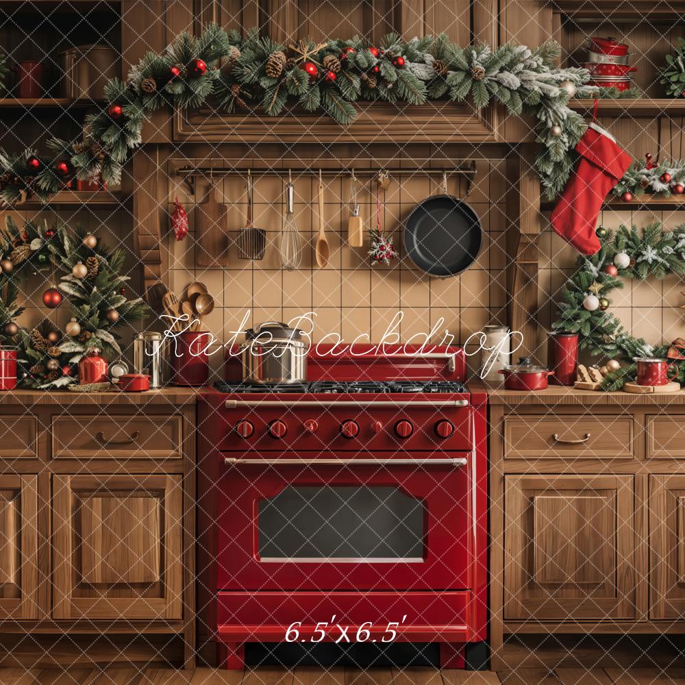 Kate Christmas Kitchen Cabinet Garland Backdrop Designed by Emetselch