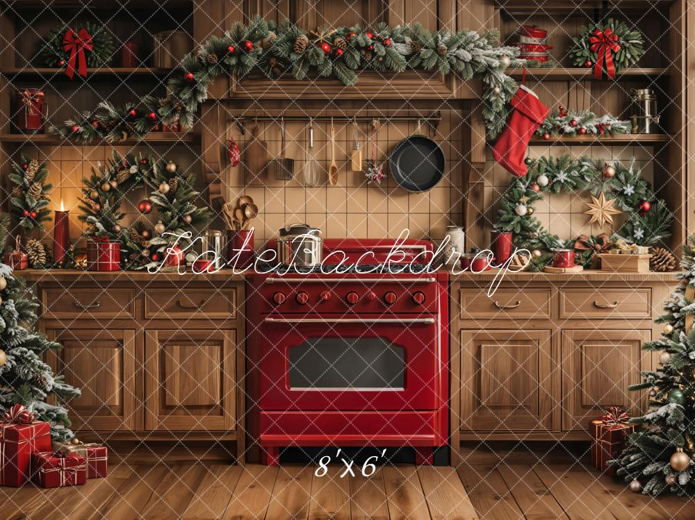 Kate Christmas Kitchen Cabinet Garland Backdrop Designed by Emetselch