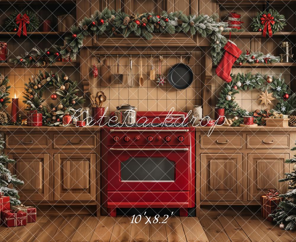 Kate Christmas Kitchen Cabinet Garland Backdrop Designed by Emetselch