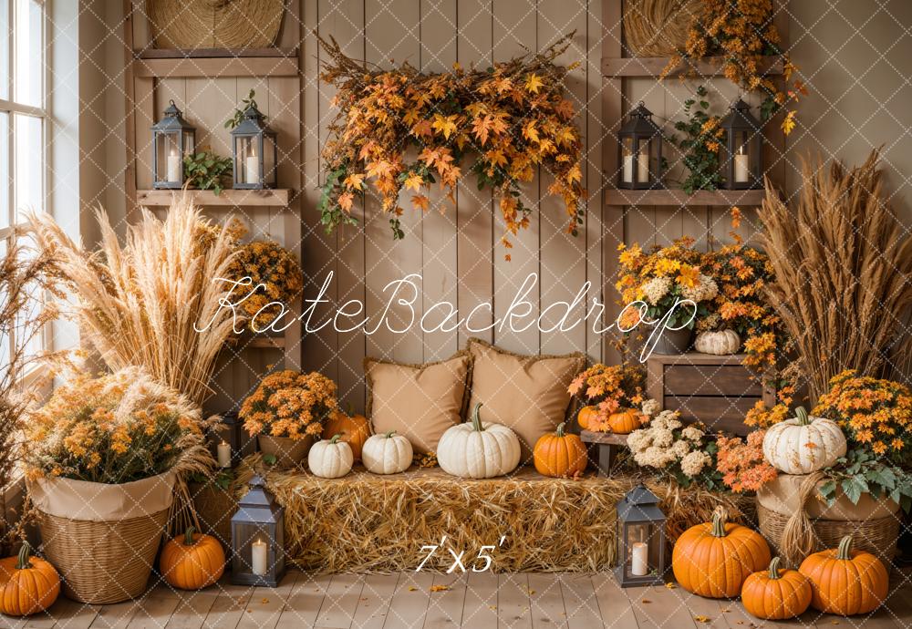 Lightning Deals Kate Autumn Boho Pumpkin Harvest Backdrop Designed by Emetselch -UK