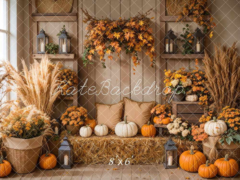 Lightning Deals Kate Autumn Boho Pumpkin Harvest Backdrop Designed by Emetselch -UK